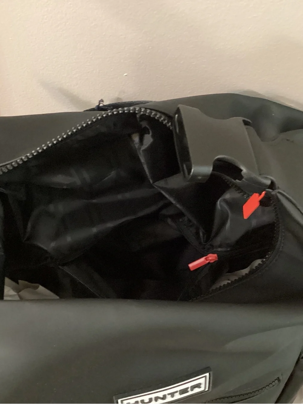 Hunter Black Men's Backpack with Red Accents